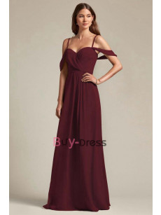 Fuchsia Spaghetti Sweetheart Bridesmaids Dresses, Off the Shoulder Empire Prom Dresses, Vestidos de damas de honor BD-028-2