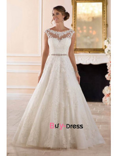 A-Line Glamorous Wedding Dresses, Hand Beading Cap Lace Bride Dresses bds-0020