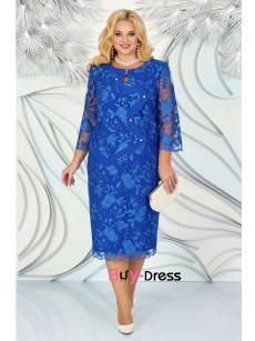 Glamorous Mid-Calf Royal Blue Lace Plus Size Mother Of the Bride Dresses MD0022-2