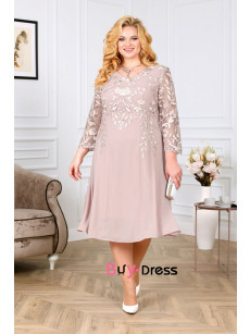 Glamorous Pearl Pink Chiffon Plus Size Mother Of The Bride Dresses MD0005