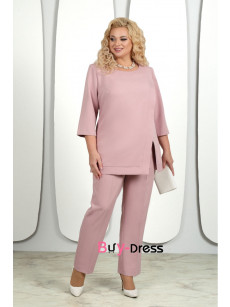 Glamorous Two Piece Sets Pearl Pink Plus Size Mother Of The Grrom Pant Suits MD0023-3