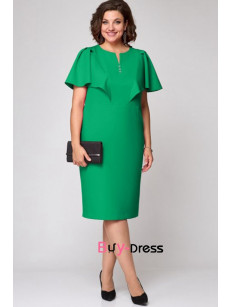 Green Cap Sleeves Knee-Length Modern Mother Of The Groom Dresses MD0011