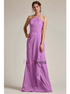Halter Lavender Chiffon Bridesmaids Dresses, Backless Prom Dresses, Robes de demoiselle d'honneur BD-031-4