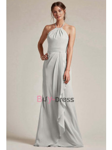 Halter Silver Gray Chiffon Bridesmaids Dresses, Backless Prom Dresses, Brautjungfernkleider BD-031-3