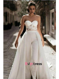 Ivory Bridal Jumpsuit,Sweetheart Wedding Jumpsuit,Wedding Prom Jumpsuit,Wedding guests dresses bjp-0046