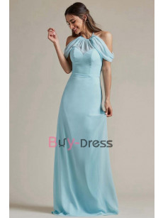 Jade Blue Off the Shoulder Halter Elegant Bridesmaids Dresses, Robes de demoiselle d'honneur BD-014-1