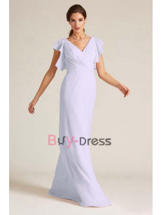 Lavender Chiffon V-neck Empire Bridesmaids Dresses, Vestidos de damas de honor BD-016-2