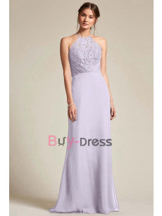 Lavender Dressy Chiffon Halter Bridesmaids Dresses, Vestidos de damas de honor BD-017-2