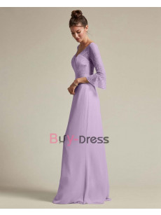 Lavender Elegant V-neck length Sleeves Bridesmaids Dresses, Vestidos de damas de honor BD-007-2