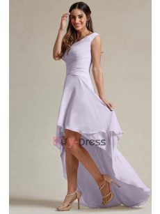 Lilac High-low Prom Dresses, One Shoulder Bridesmaids Dresses, Robes de demoiselle d'honneur BD-024-3