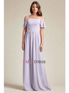 Lilac Spaghetti Bateau Bridesmaids Dresses, Dresses for Beach Wedding, Robes de demoiselle d'honneur BD-038-3