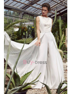 New Arrival Chiffon Overskirt Wide Leg Jumpsuit for Bridal