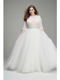 New Arrival Elegant A-Line Tulle Wedding Dresses With Lace Bodice Stylish Plus Size Bridal Ball Gown Custom PWD2220