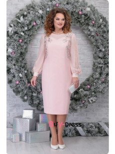 Pink Long Sleeves Women's Dress, Elegant Women's Dresses MD0057