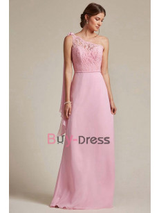 Pink One Shoulder Empire Bridesmaids Dresses,Robes de demoiselle d'honneur BD-013-1