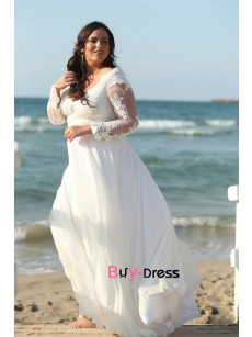 Boho Beach Plus Size Wedding Dresses, Cap Sleeves Bride Dresses Removable Long Sleeves bds-0029
