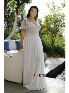 Plus Size Boho Outdoor Wedding Dresses, Elegant Chiffon Garden Bride Dresses bds-0055