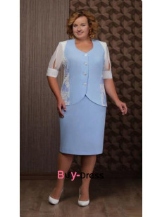 Plus Size Fake Two Piece Set Sky Blue Mother Of The Bride Dresses MD0066