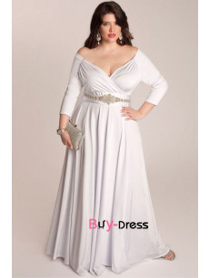 Plus Size Off the Shoulder Wedding Dresses, Long Sleeves V-neck Bride Dresses bds-0059