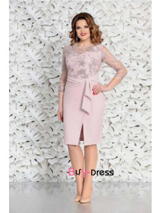 Plus Size Pink Lace Women's Dress, Modern Women's Outfits Dresses MD0052