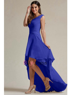 Royal Blue High-low Prom Dresses, One Shoulder Bridesmaids Dresses, Robes de bal BD-024-4