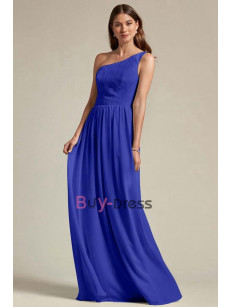 Royal Blue Informal One Shoulder Bridesmaids Dresses, prom dresses long, Vestidos de damas de honor BD-042-3