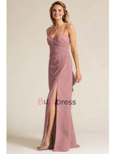 Sexy Spaghetti Bridesmaids Dresses, Bean Paste prom dresses long, Vestidos de damas de honor BD-043-3