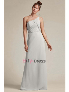 Silver Gray lovely One Shoulder Bridesmaids Dresses, Guests Dresses for Wedding, Vestidos de damas de honor BD-041-2