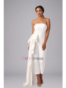 Simple Stylish Strapless Wedding Jumpsuit Trouser Dresses WBJ081