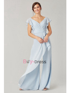 Sky Blue Chiffon Bridesmaids Dresses & Jumpsuits, Monos de damas de honor BD-001-8