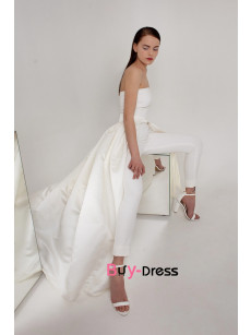 Strapless Bridal Jumpsuit, Custom made Separates Skirt Reception Jumpsuit overskirt bjp-0045