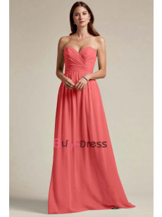Watermelon Strapless Bridesmaids Dresses, Backless Prom Dresses, Vestidos de damas de honor BD-033-2