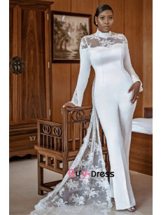 2023 Spring Wedding jumpsuit, Engagement outfit, Bridal Jumpsuit with train, Party Jumpsuit, Reception Jumpsuits bjp-0019